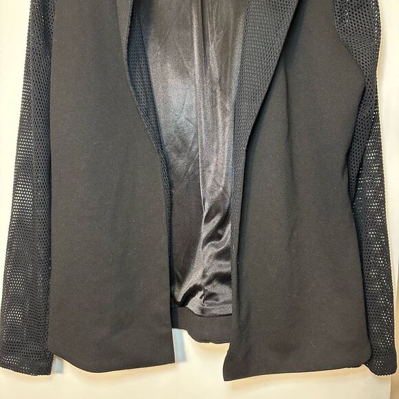 BCBGeneration Medium Open Front Women’s Hoodie Mesh Panel Solid Black EUC - Picture 2 of 12